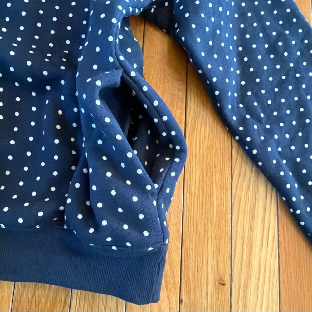 New NWT Wild Fable Navy Blue White Dot Boatneck Pocket Sweatshirt Sz Small - Picture 5 of 5